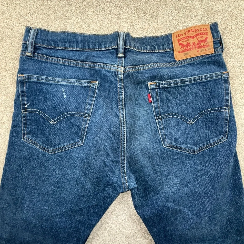 Levi's 505 Jeans Mens 36x29 Blue Denim Medium Wash‎ Mid Rise Regular Fit Outdoor